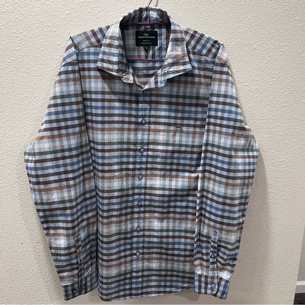 Rodd & Gunn 100% Cotton Woven in Italy Multicolor Checkered Shirt Men’s Size XL